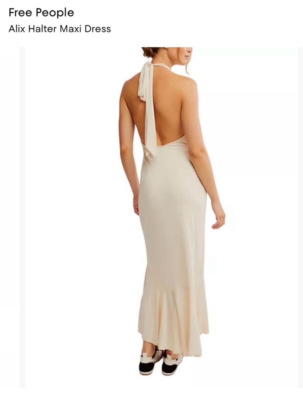 NWT Free People Beach Alix Plunge Low Back Midi Dress in Bleached Sand Neutral - Picture 2 of 7
